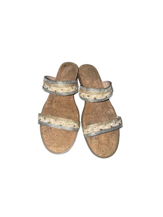 JLo Jennifer Lopez Shoes - JLo Jennifer Lopez Women's Rhinestone and Woven Cork Slide Sandals Size 9M